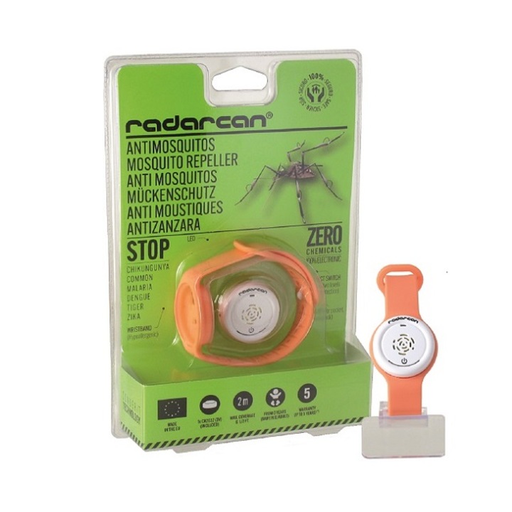 Ultrahangos óra karkötő szúnyogok ellen Radarcan Plus Model 2020 - Narancssárga szíj