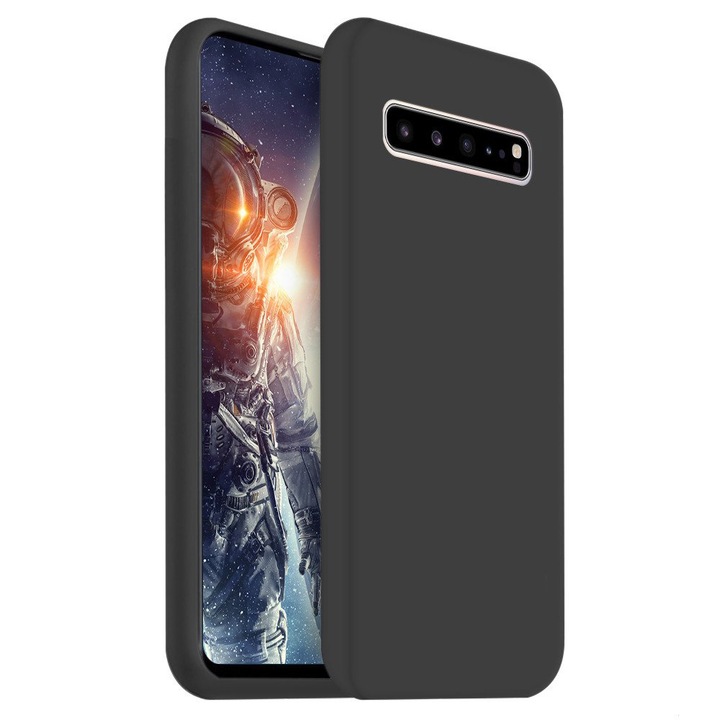 Husa Soft Silicone pentru Samsung Galaxy S10 5G, din silicon flexibil si ultra subtire, Black