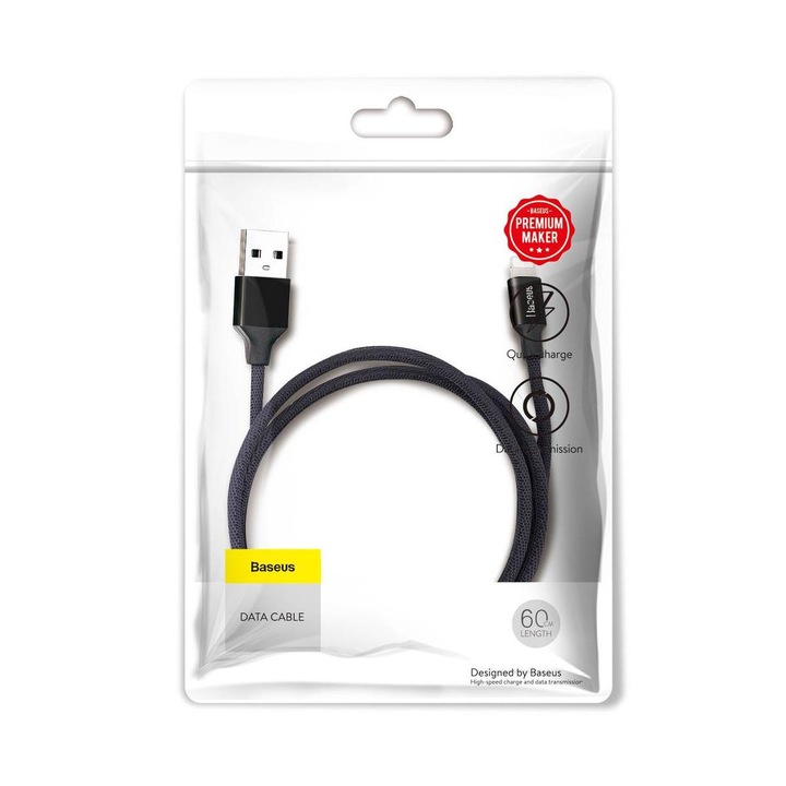 Baseus USB - Lightning kábel, Yiven 2A, 0.6m, fekete (CALYW-B01)