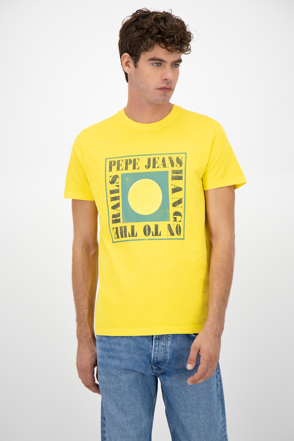 Pepe Jeans London, Tricou de bumbac cu imprimeu logo Morris, Galben, M