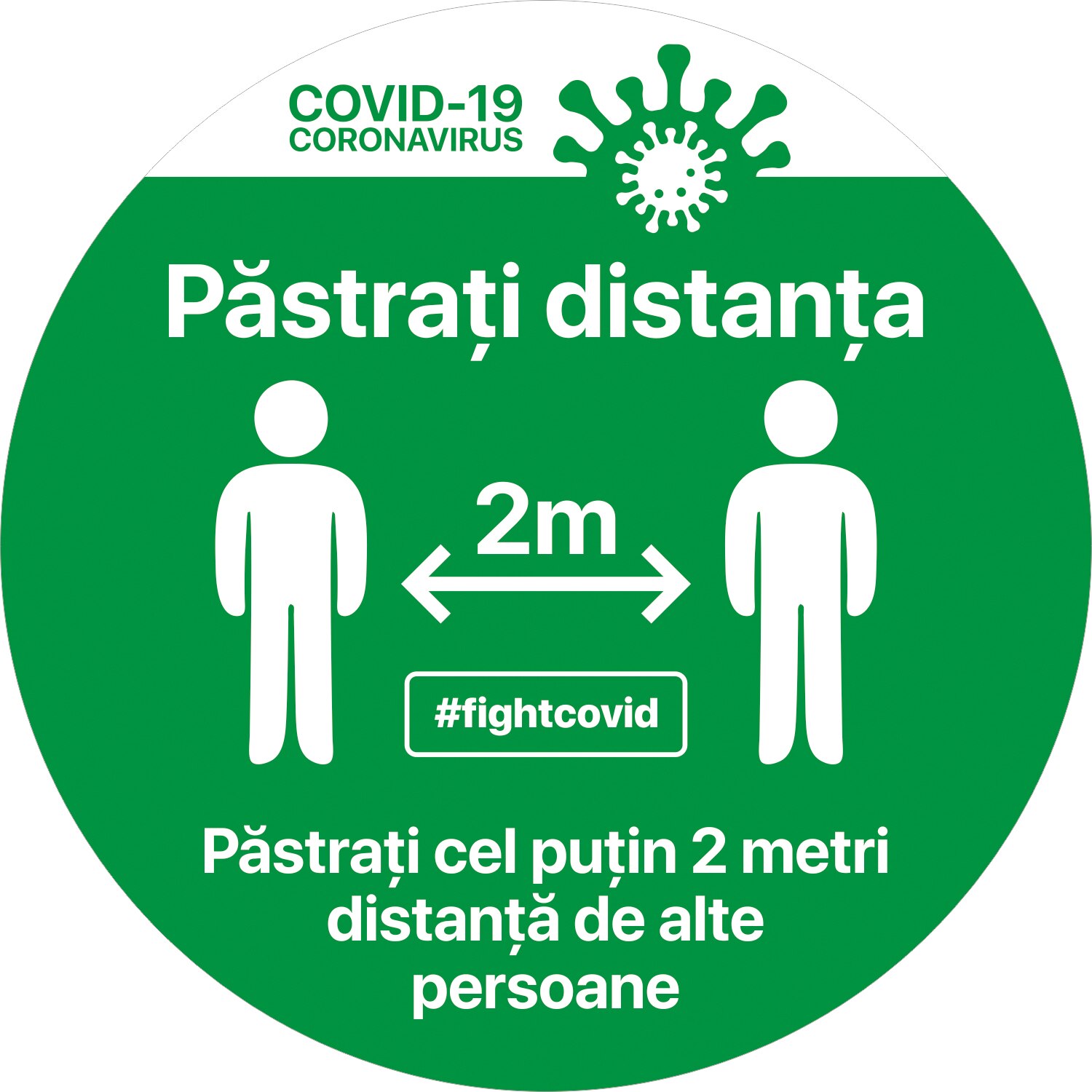 Autocolant distantare Covid-19, ADC4, cerc, verde, 30 x 30 cm