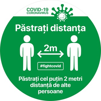 Autocolant distantare Covid-19, ADC4, cerc, verde, 30 x 30 cm Autocolant distantare Covid-19, ADC4, cerc, verde, 30 x 30 cm