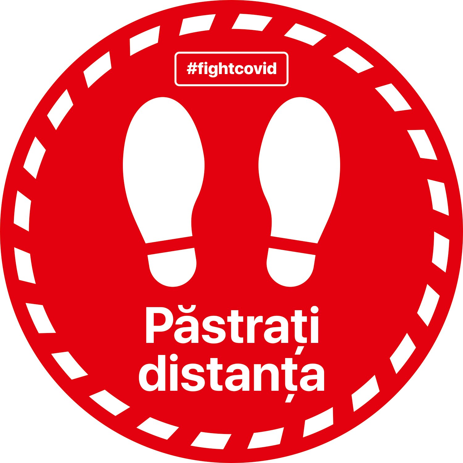 Autocolant distantare Covid-19, ADC5, cerc, rosu, 30 x 30 cm