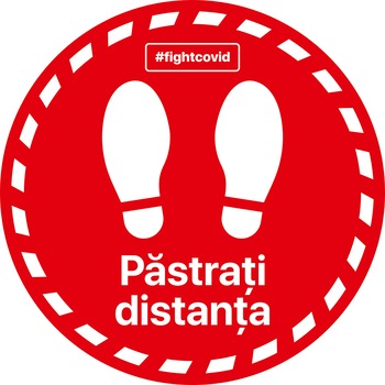 Autocolant distantare Covid-19, ADC5, cerc, rosu, 30 x 30 cm Autocolant distantare Covid-19, ADC5, cerc, rosu, 30 x 30 cm