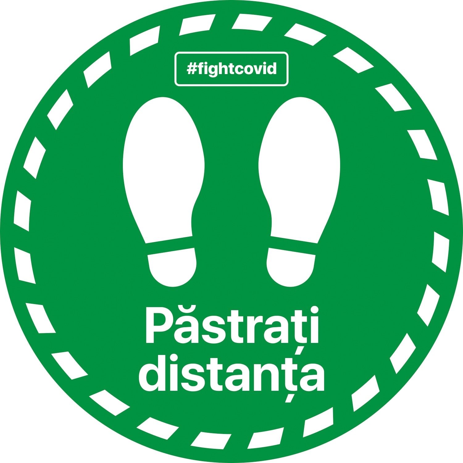 Autocolant distantare Covid-19, ADC5, cerc, verde, 30 x 30 cm