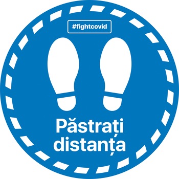 Autocolant distantare Covid-19, ADC5, cerc, albastru, 30 x 30 cm Autocolant distantare Covid-19, ADC5, cerc, albastru, 30 x 30 cm