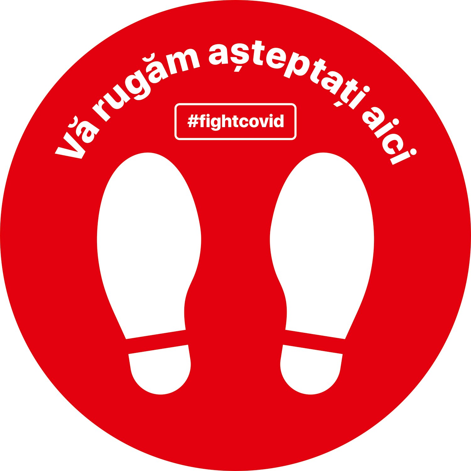 Autocolant distantare Covid-19, ADC1, cerc, rosu, 30 x 30 cm