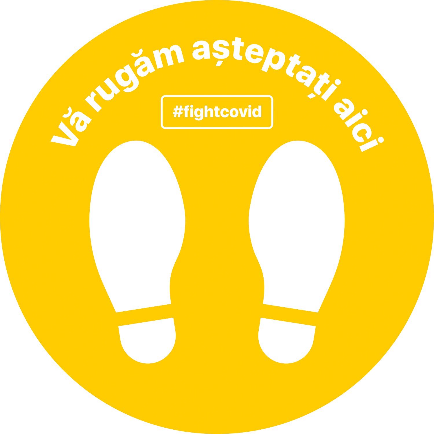 Autocolant distantare Covid-19, ADC1, cerc, galben, 30 x 30 cm