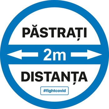 Autocolant distantare Covid-19, ADC2, cerc, albastru, 30 x 30 cm Autocolant distantare Covid-19, ADC2, cerc, albastru, 30 x 30 cm