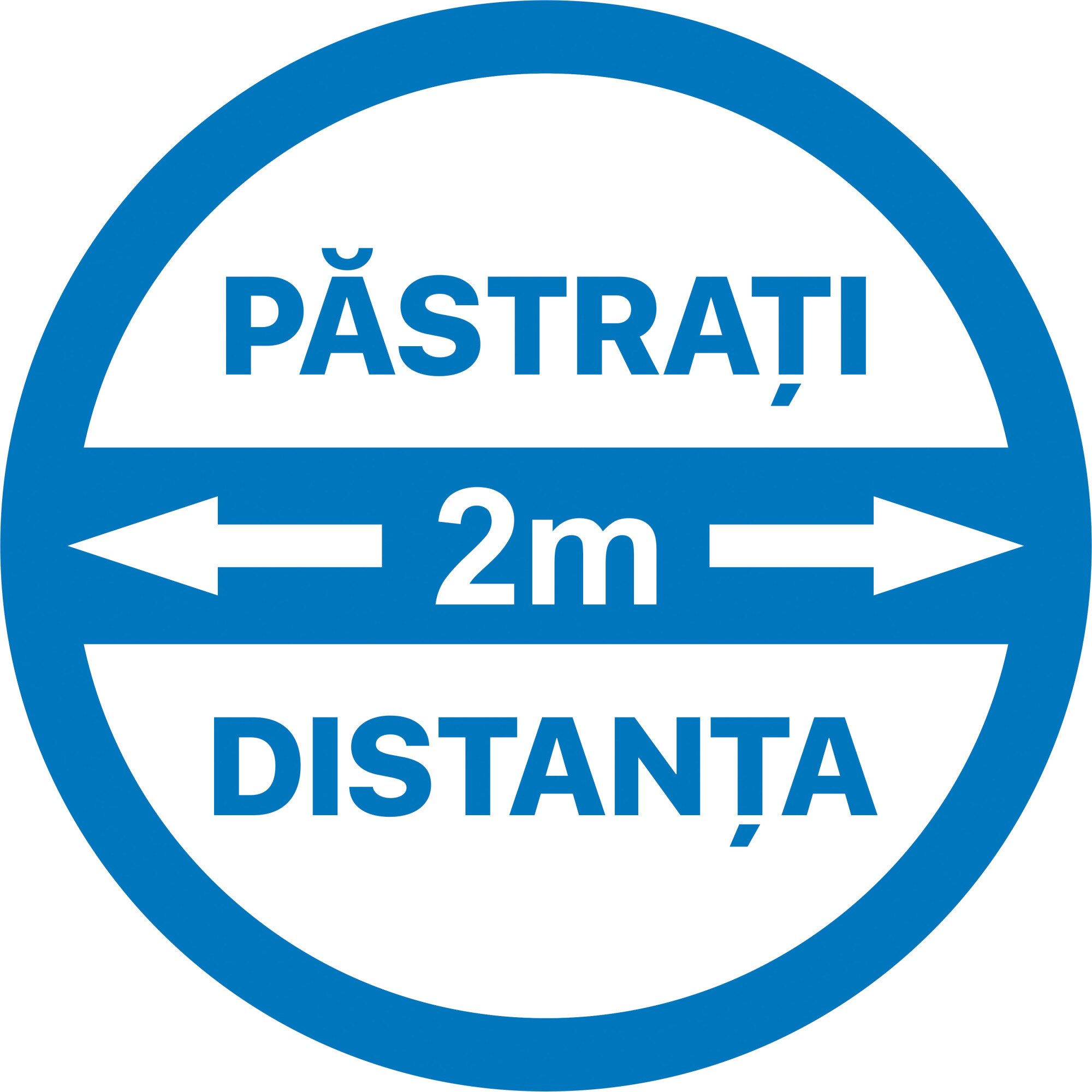 Autocolant distantare Covid-19, ADC2, cerc, albastru, 20 x 20 cm