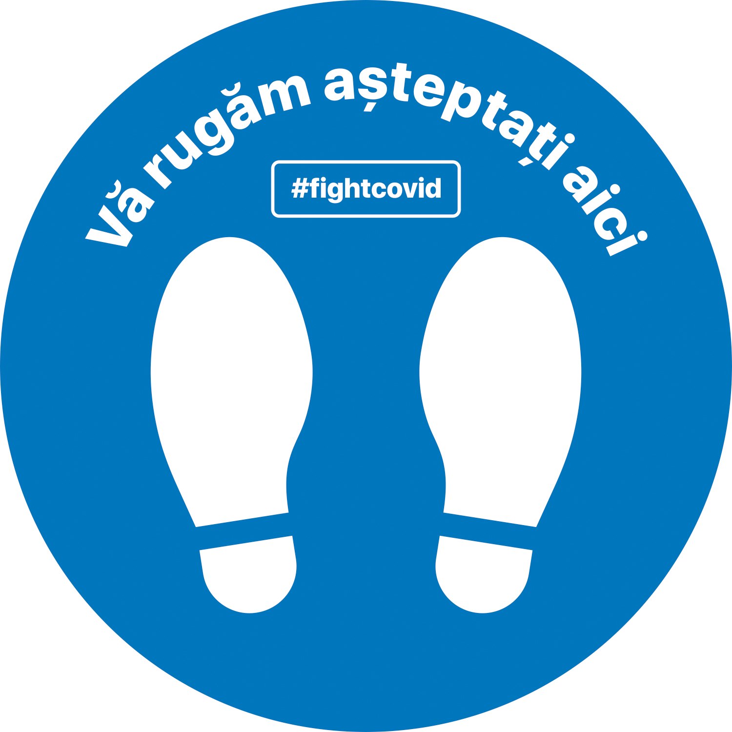 Autocolant distantare Covid-19, ADC1, cerc, albastru, 30 x 30 cm