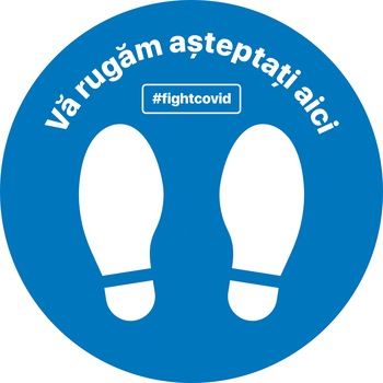 Autocolant distantare Covid-19, ADC1, cerc, albastru, 30 x 30 cm Autocolant distantare Covid-19, ADC1, cerc, albastru, 30 x 30 cm