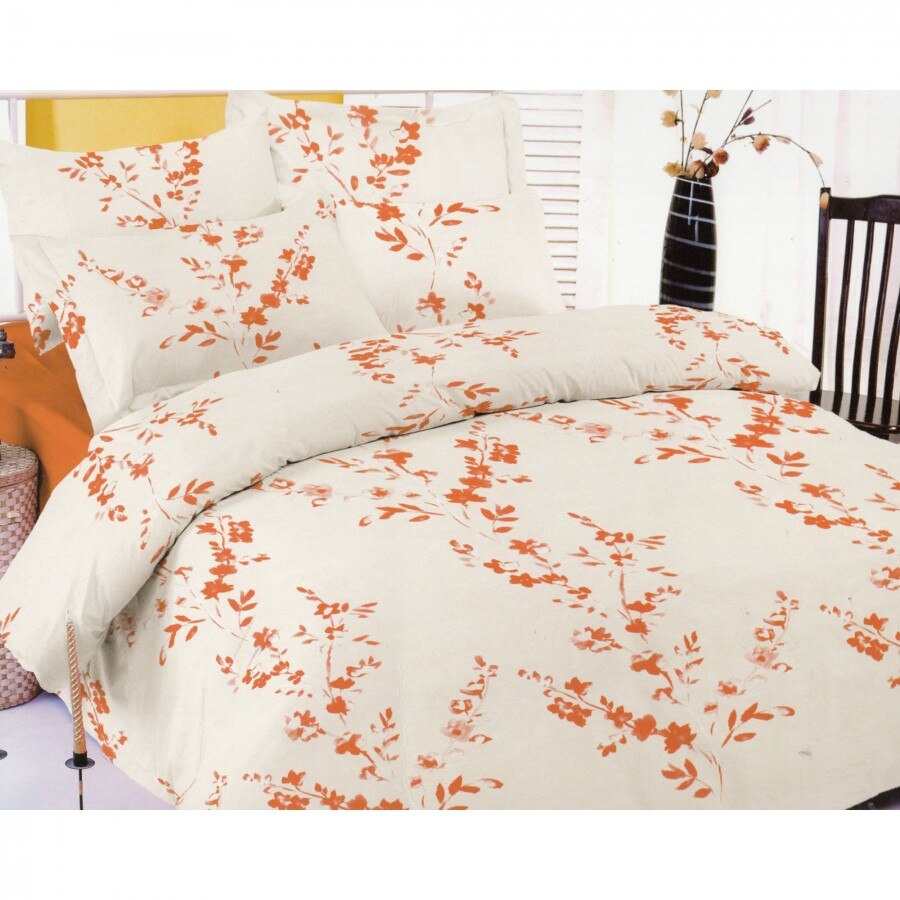 Lenjerie de pat 4 piese, Valle Rossa, dimensiune mica din policoton, Henley Orange