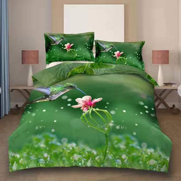 Lenjerie de pat 3D digital print 4 piese, Pucioasa, Green V3