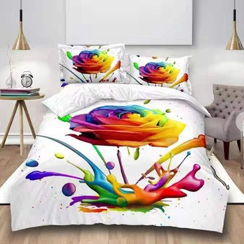 Lenjerie de pat 3D digital print 4 piese, Pucioasa, Rainbow R5 Lenjerie de pat 3D digital print 4 piese, Pucioasa, Rainbow R5