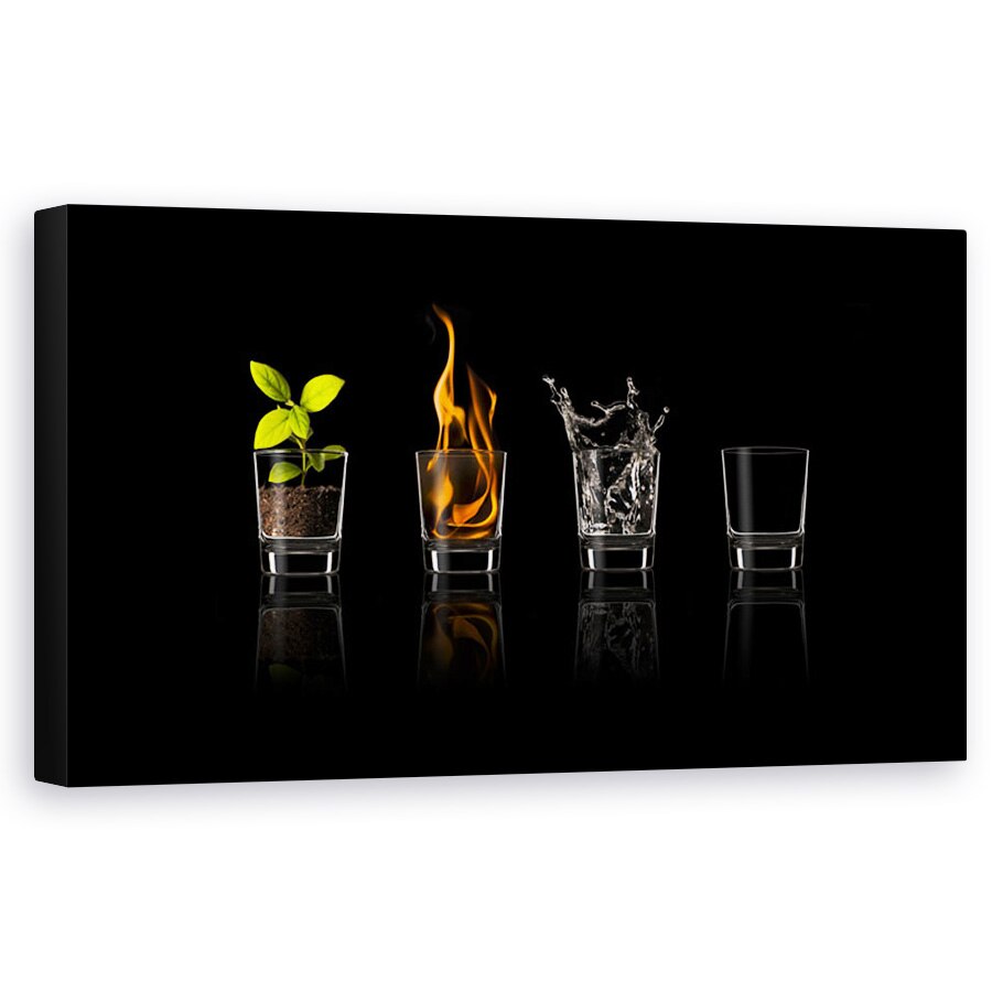 Tablou Canvas - Patru Elemente, Apa, Sol, Foc, Flacara, 60 x 120 cm