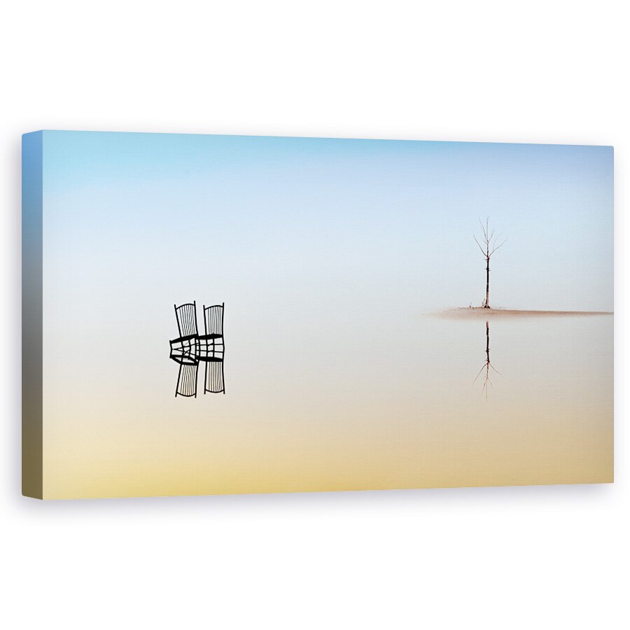 Tablou Canvas - Doua Scaune si Un Copac, Peisaj, Turcia, Cappadocia, Lac, 60 x 120 cm