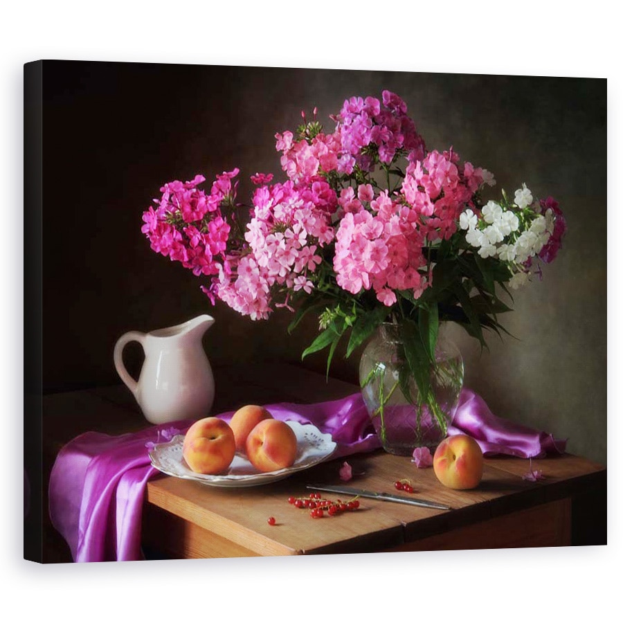 Tablou Canvas - Cu Un Buchet De Phlox Si Piersici, 60 x 75 cm