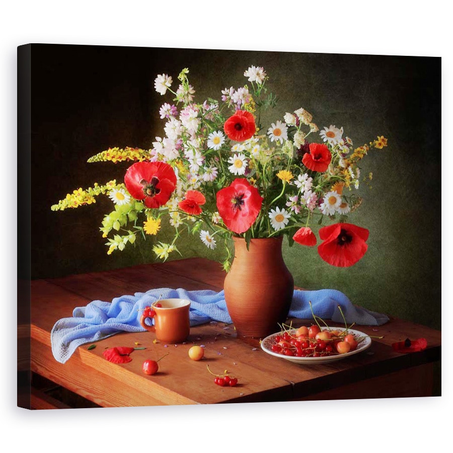 Tablou Canvas - Natura Moarta Cu Un Buchet De Flori De Lunca, 40 x 50 cm