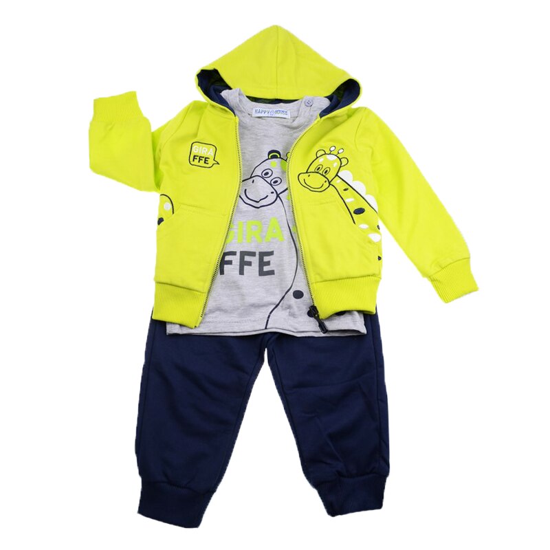 Compleu 3 piese pentru bebelusi Happy House WB-2797-G1, Multicolor, 80 cm