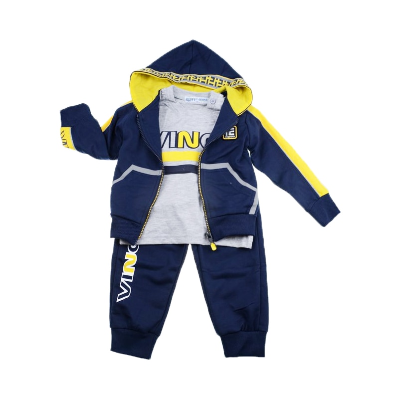 Compleu 3 piese pentru baieti Happy House WB-2799-B1, Bleumarin
