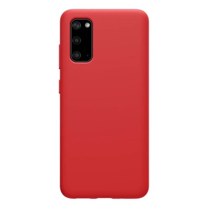 Nillkin flex pure szilikon mobiltelefon tok, ultravékony, környezetbarát, mikrofiber plüss belső, matt, piros, kompatibilis: Samsung Galaxy S20 5G, SM-G981U, / Galaxy S20, SM-G980F
