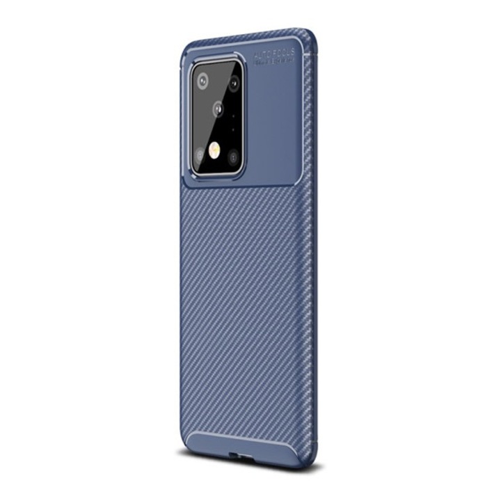 Gigapack szilikon mobiltelefon tok, ütésállóság, légpárnás sarok, karbon minta, sötétkék, kompatibilis: Samsung Galaxy S20 Ultra 5G, SM-G988B, / Galaxy S20 Ultra, SM-G988F