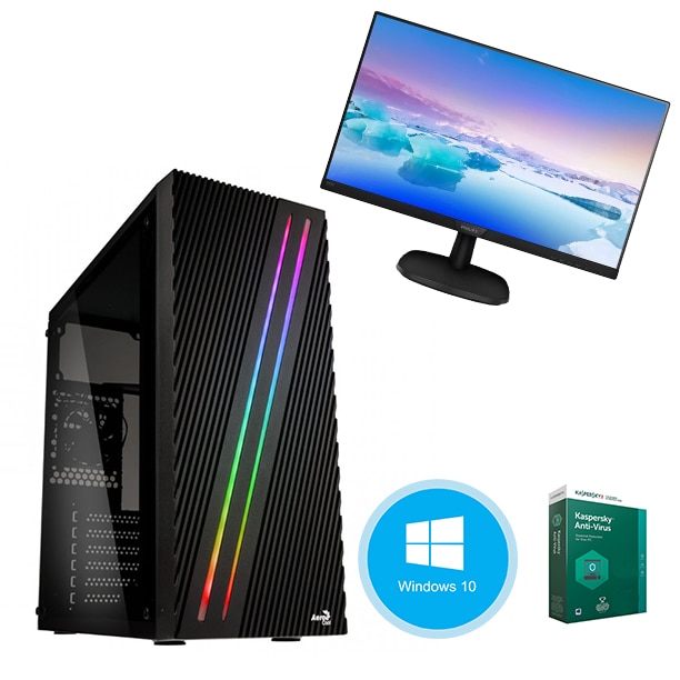 acute Authorization Grab Pachet sistem PC Gaming Pro377, Procesor Intel® Core™ I7 3,4 GHz, 16GB RAM,  Capacitate stocare 2TB HDD, placa video GeForce GT710, SuperCase, WIN 10  Home 64bit, Kaspersky Antivirus + Monitor 21" - eMAG.ro