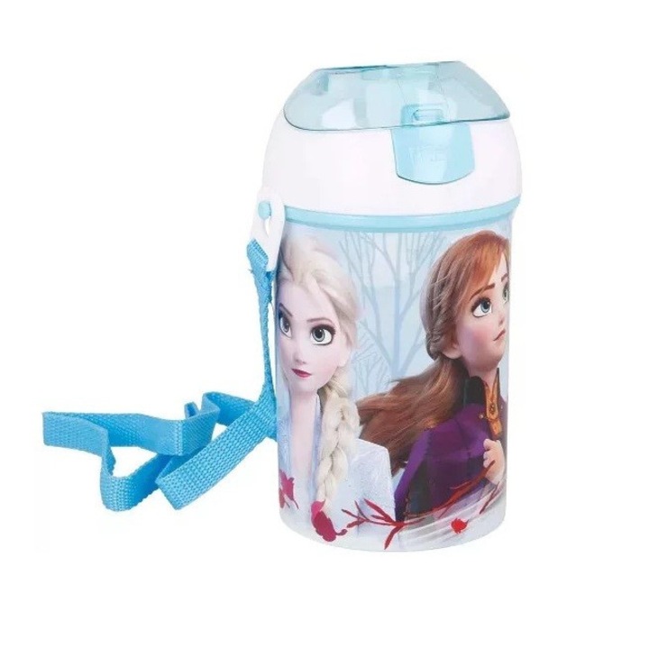Sticla plastic, Frozen II, cu pai si capac, 450 ml