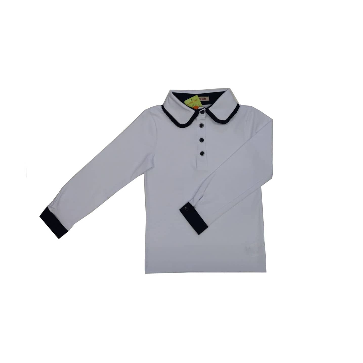 Bluza Iulia maneca lunga Alb/Bleumarin