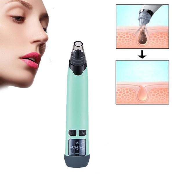 Aparat vacuum Gaia Premium cu functie de caldura , 3 module pentru tipuri de ten , uscat , normal si gras , multifunctional pentru curatare pori,peeling, impotriva punctelor negre si acneei ,Culoare Verde