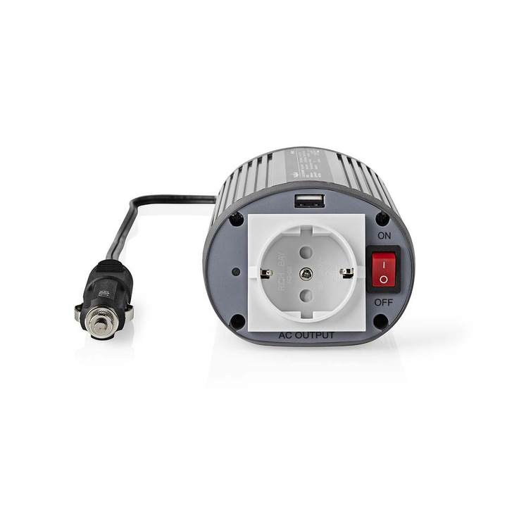 Инвертор на напрежение Nedis, 12V DC - 230V AC, 150W, 1 x изход Schuko