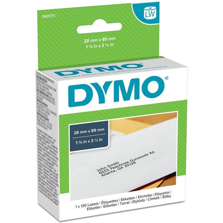 Dymo Etikett Label Writer - 28x89 mm, 130 db/tekercs, Fehér (1983173)