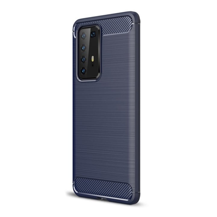 Mobiltelefon tok, kompatibilis, Huawei P40 Pro 5G Gigapack szilikon telefonvédő (ütésállóság, légpárnás sarok, szálcsiszolt, karbon minta) sötétkék, gigapack csomagolás