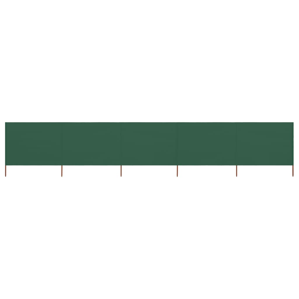 Paravan anti-vant cu 5 panouri, vidaXL, Textil-Poliester/Lemn, 600 x 120 cm, Verde