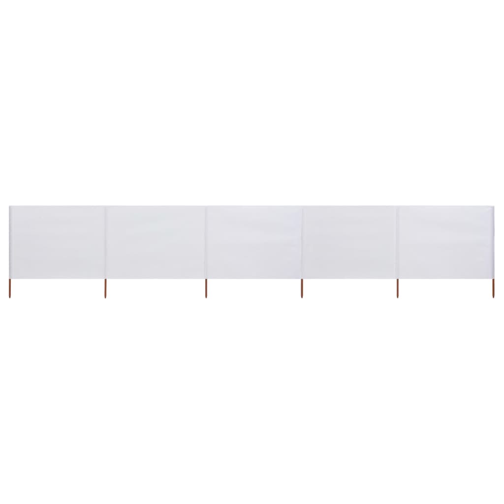Paravan anti-vant cu 5 panouri alb nisipiu 600 x 160 cm textil