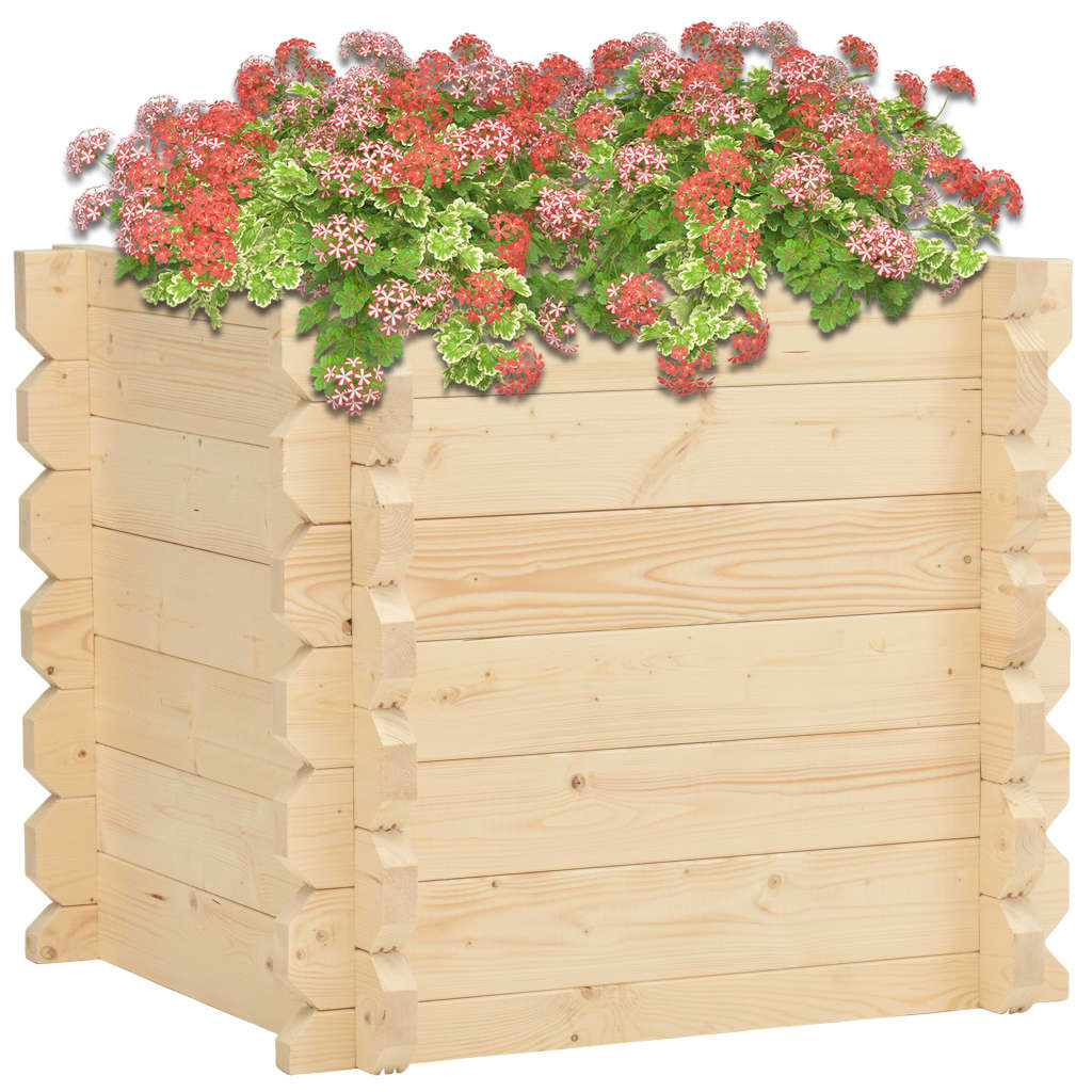 Jardiniera cu strat inalt din lemn masiv, vidaXL, Lemn, 100 x 100 x 87.8 cm, Maro