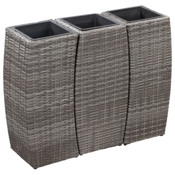 Set 3 jardiniere de gradina/balcon, vidaXL, Poliratan, 28 x 28 x 70 cm, Gri Set 3 jardiniere de gradina/balcon, vidaXL, Poliratan, 28 x 28 x 70 cm, Gri