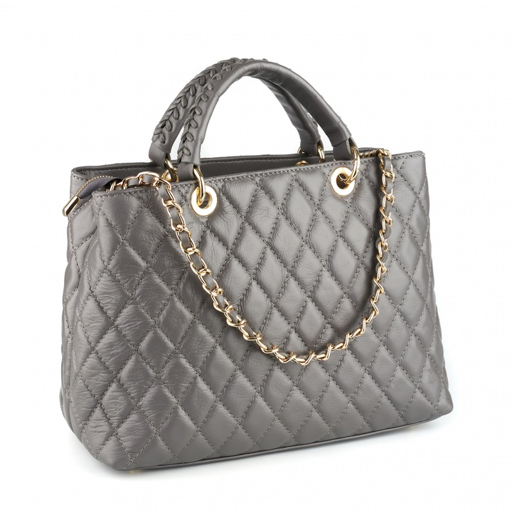 Termeszetes bor taska steppelt megjelenessel, Szürke