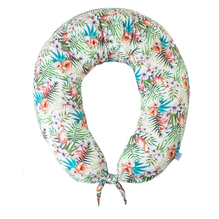 Perna de alaptat 2 in 1 cu husa din bumbac Moon Flamingo 05