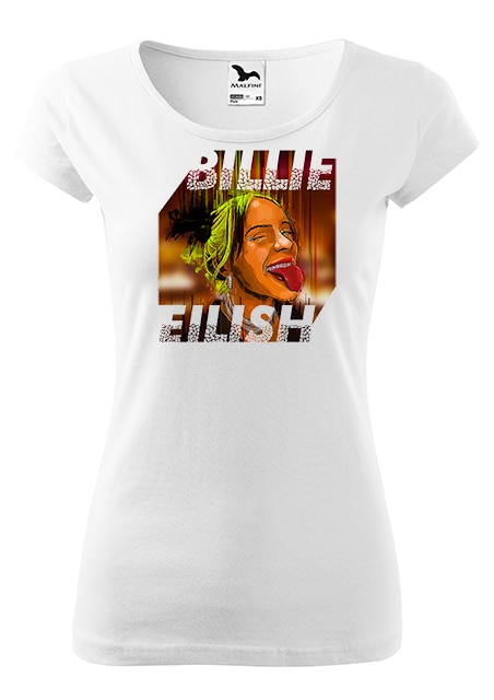 Tricou cu maneca scurta,K-off,alb,Billie Eilish cut