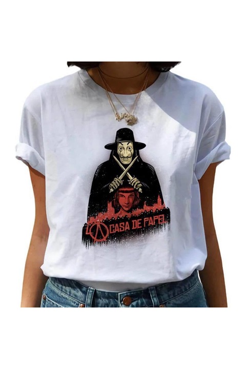 La Casa de Papel Fight női póló, fehér, 2XL