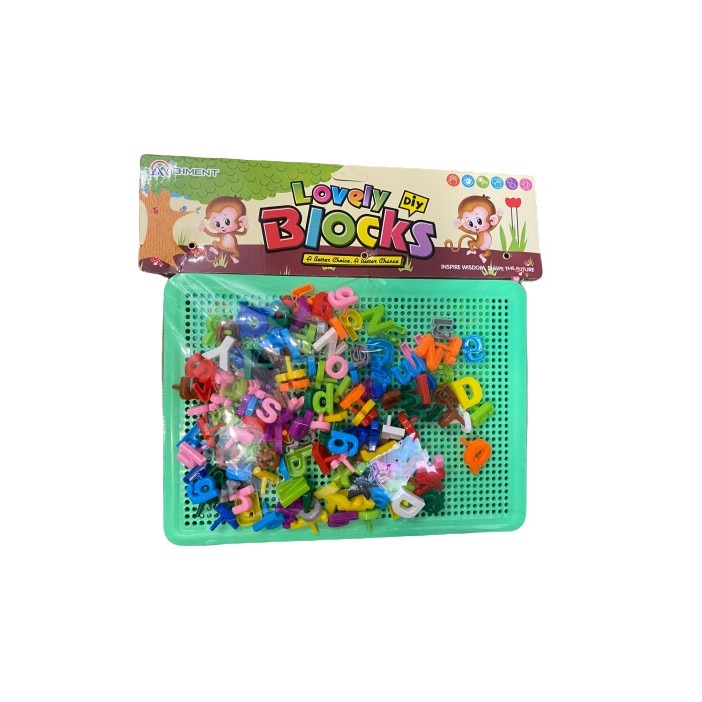 Joc mozaic Vision 25x19 cm, cu cifre si litere multicolore, 120 de piese