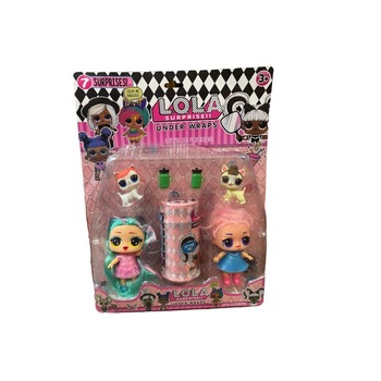 Set papusi Lola, cutie cilindrica cu 6 accesorii Set papusi Lola, cutie cilindrica cu 6 accesorii