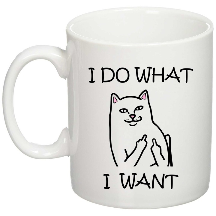 Cana personalizata "I do what I want", Giftoro, Alba, 330ml