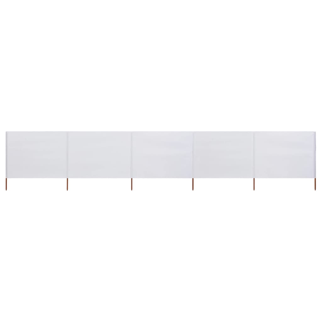 Paravan anti-vant cu 5 panouri, alb nisipiu, 600x80 cm, textil