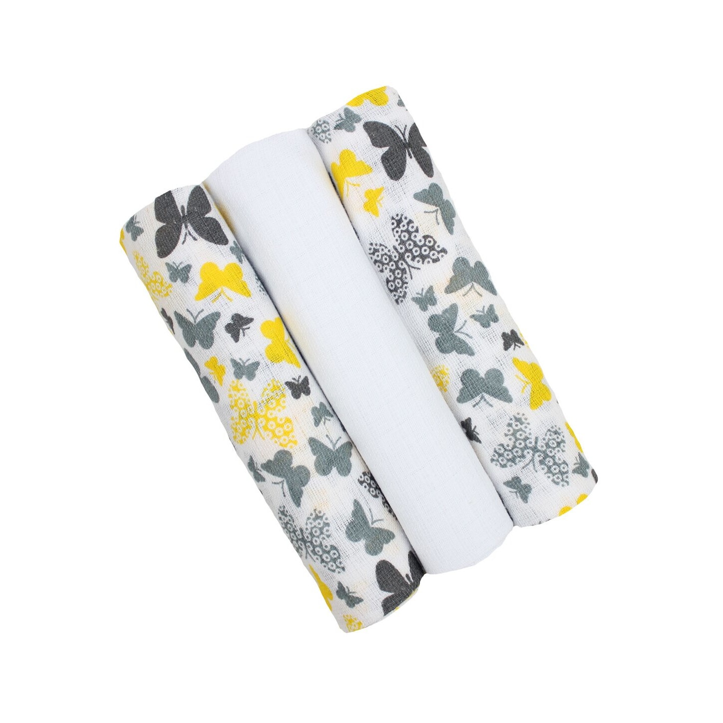 Set 3 scutece, Butterfly, galben 80x70cm