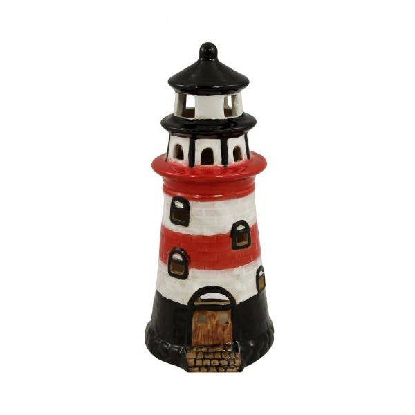 Far decorativ Sea Club, ceramica pictata, lumanare pastila inclusa, H 16.5 cm