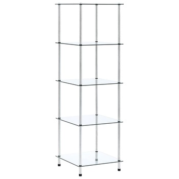 Raft cu 5 niveluri transparent, 40x40x130 cm, sticla securizata 249506 Raft cu 5 niveluri transparent, 40x40x130 cm, sticla securizata 249506