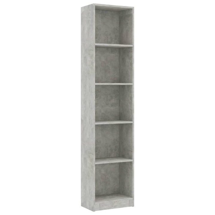 vidaXL 5-szintes betonszürke forgácslap könyvszekrény / polc 40 x 24 x 175 cm